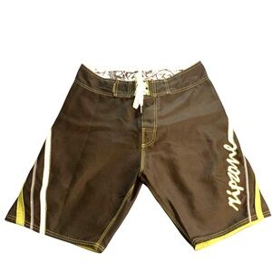 Ripzone Board Shorts Mens Size 32 Green Logo Pockets Lined Surfer Beach Vacation